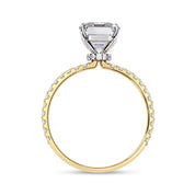 Solitaire Beaded Engagement Ring Radiant Lab Grown Diamond