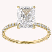 Solitaire Beaded Engagement Ring Radiant Lab Grown Diamond