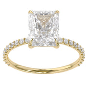 Solitaire Beaded Engagement Ring Radiant Lab Grown Diamond
