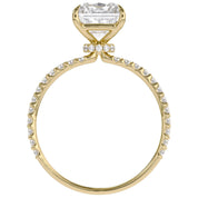 Solitaire Beaded Engagement Ring Radiant Lab Grown Diamond