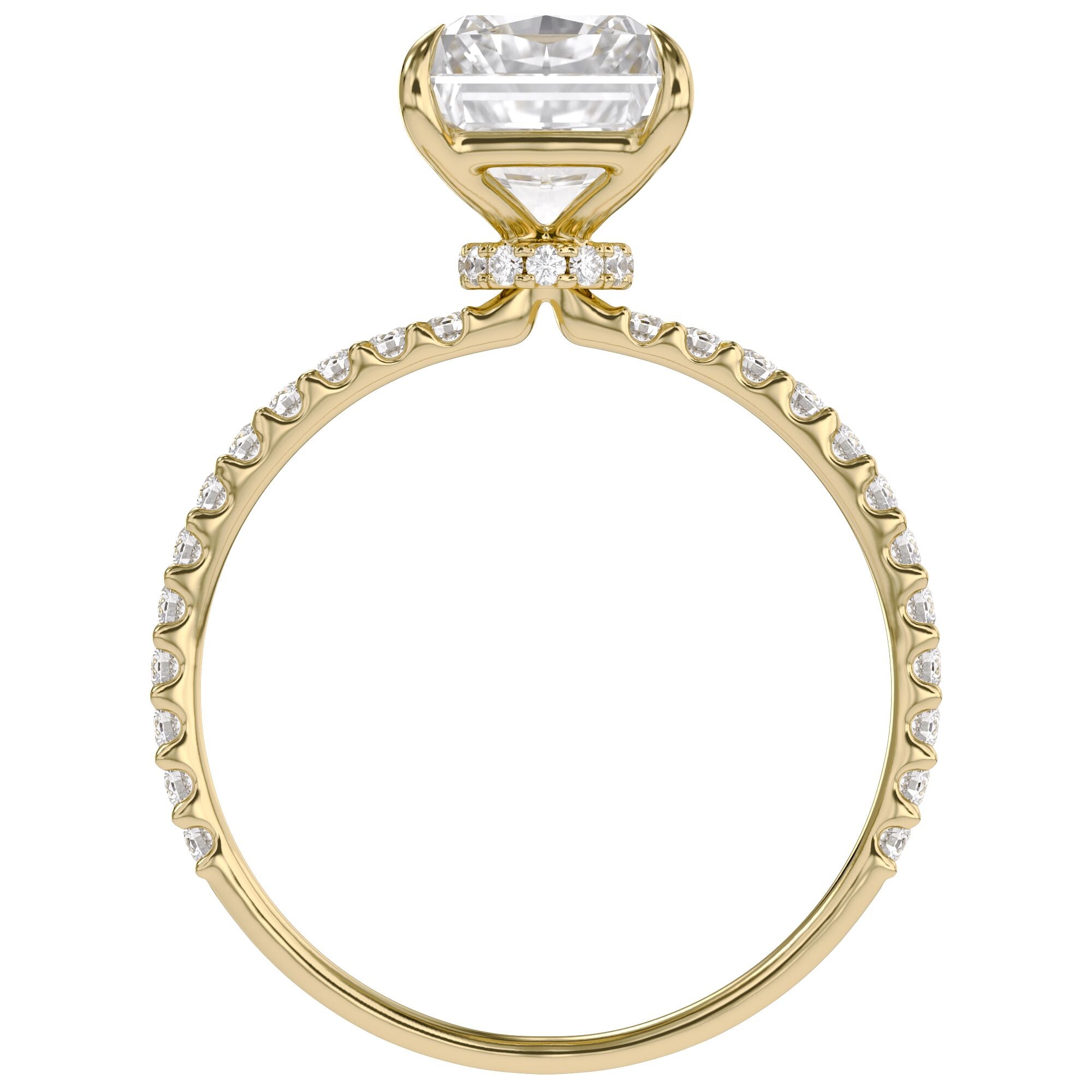 Solitaire Beaded Engagement Ring Radiant Lab Grown Diamond