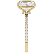 Solitaire Beaded Engagement Ring Radiant Lab Grown Diamond
