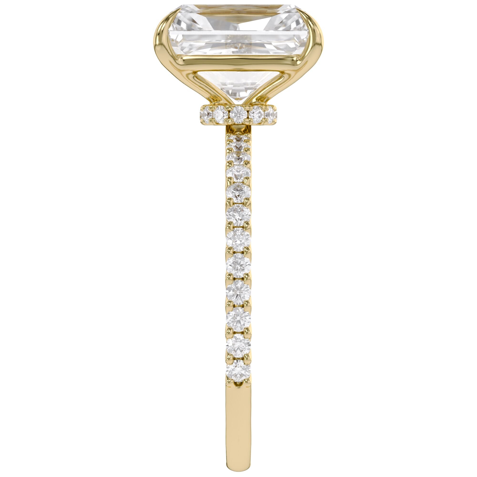 Solitaire Beaded Engagement Ring Radiant Lab Grown Diamond