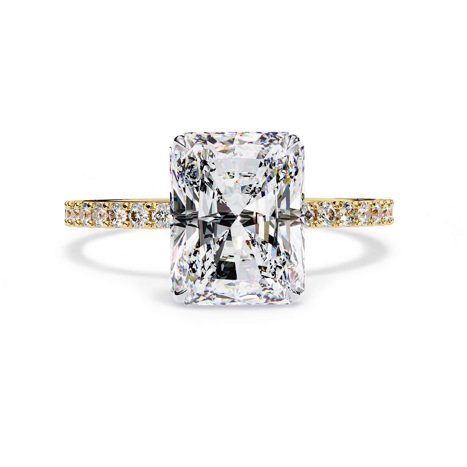 Solitaire Beaded Engagement Ring Radiant Lab Grown Diamond