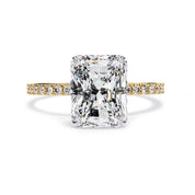 Solitaire Beaded Engagement Ring Radiant Lab Grown Diamond