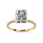 Solitaire Beaded Engagement Ring Radiant Lab Grown Diamond