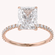 Solitaire Beaded Engagement Ring Radiant Lab Grown Diamond