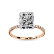 Solitaire Beaded Engagement Ring Radiant Lab Grown Diamond