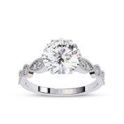 Solitaire Beaded Engagement Ring Emerald Lab Grown Diamond