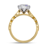 Solitaire Beaded Engagement Ring Emerald Lab Grown Diamond