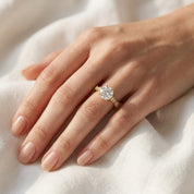 Solitaire Beaded Engagement Ring Emerald Lab Grown Diamond