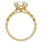 Solitaire Beaded Engagement Ring Emerald Lab Grown Diamond