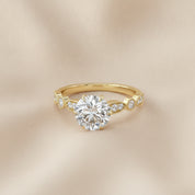 Solitaire Beaded Engagement Ring Emerald Lab Grown Diamond