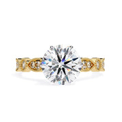 Solitaire Beaded Engagement Ring Emerald Lab Grown Diamond