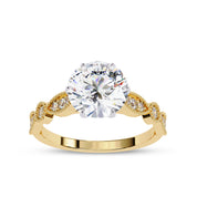 Solitaire Beaded Engagement Ring Emerald Lab Grown Diamond