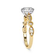 Solitaire Beaded Engagement Ring Marquise and Round Lab Grown Diamond