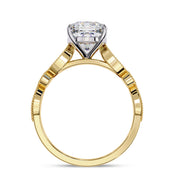 Solitaire Beaded Engagement Ring Marquise and Round Lab Grown Diamond