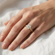 Solitaire Beaded Engagement Ring Marquise and Round Lab Grown Diamond