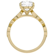 Solitaire Beaded Engagement Ring Marquise and Round Lab Grown Diamond