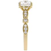 Solitaire Beaded Engagement Ring Marquise and Round Lab Grown Diamond