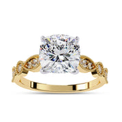 Solitaire Beaded Engagement Ring Marquise and Round Lab Grown Diamond