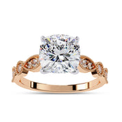 Solitaire Beaded Engagement Ring Marquise and Round Lab Grown Diamond