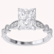 Solitaire Beaded Engagement Ring Oval Lab Grown Diamond