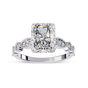 Solitaire Beaded Engagement Ring Oval Lab Grown Diamond