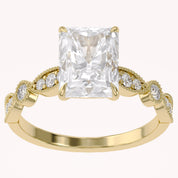 Solitaire Beaded Engagement Ring Oval Lab Grown Diamond