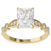 Solitaire Beaded Engagement Ring Oval Lab Grown Diamond