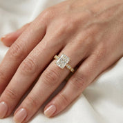 Solitaire Beaded Engagement Ring Oval Lab Grown Diamond