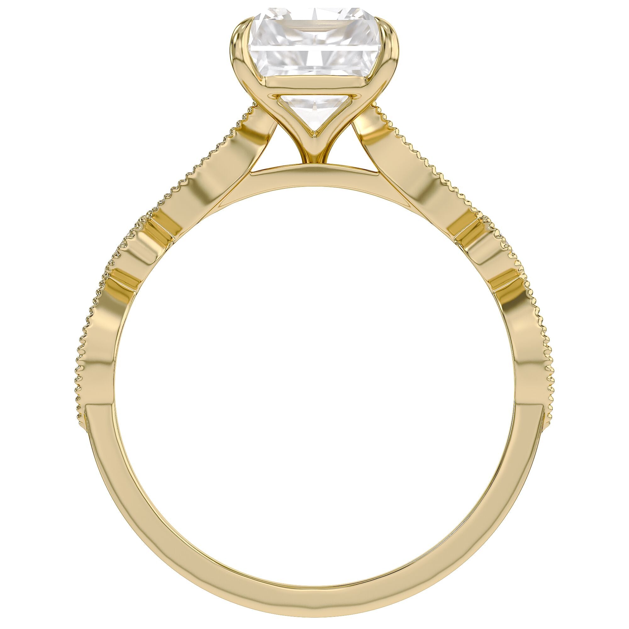 Solitaire Beaded Engagement Ring Oval Lab Grown Diamond