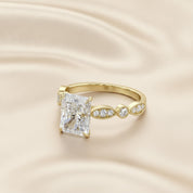 Solitaire Beaded Engagement Ring Oval Lab Grown Diamond