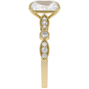 Solitaire Beaded Engagement Ring Oval Lab Grown Diamond