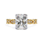Solitaire Beaded Engagement Ring Oval Lab Grown Diamond