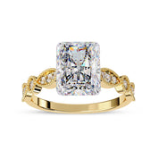 Solitaire Beaded Engagement Ring Oval Lab Grown Diamond
