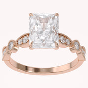 Solitaire Beaded Engagement Ring Oval Lab Grown Diamond