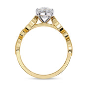 Oval and Round Lab Grown Diamond Solitaire Beaded Engagement Ring