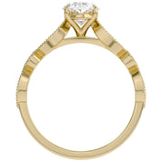 Oval and Round Lab Grown Diamond Solitaire Beaded Engagement Ring