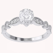 Solitaire Beaded Engagement Ring for Women Lab Grown Diamond
