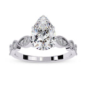 Solitaire Beaded Engagement Ring for Women Lab Grown Diamond