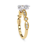 Solitaire Beaded Engagement Ring for Women Lab Grown Diamond