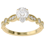 Solitaire Beaded Engagement Ring for Women Lab Grown Diamond