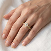 Solitaire Beaded Engagement Ring for Women Lab Grown Diamond