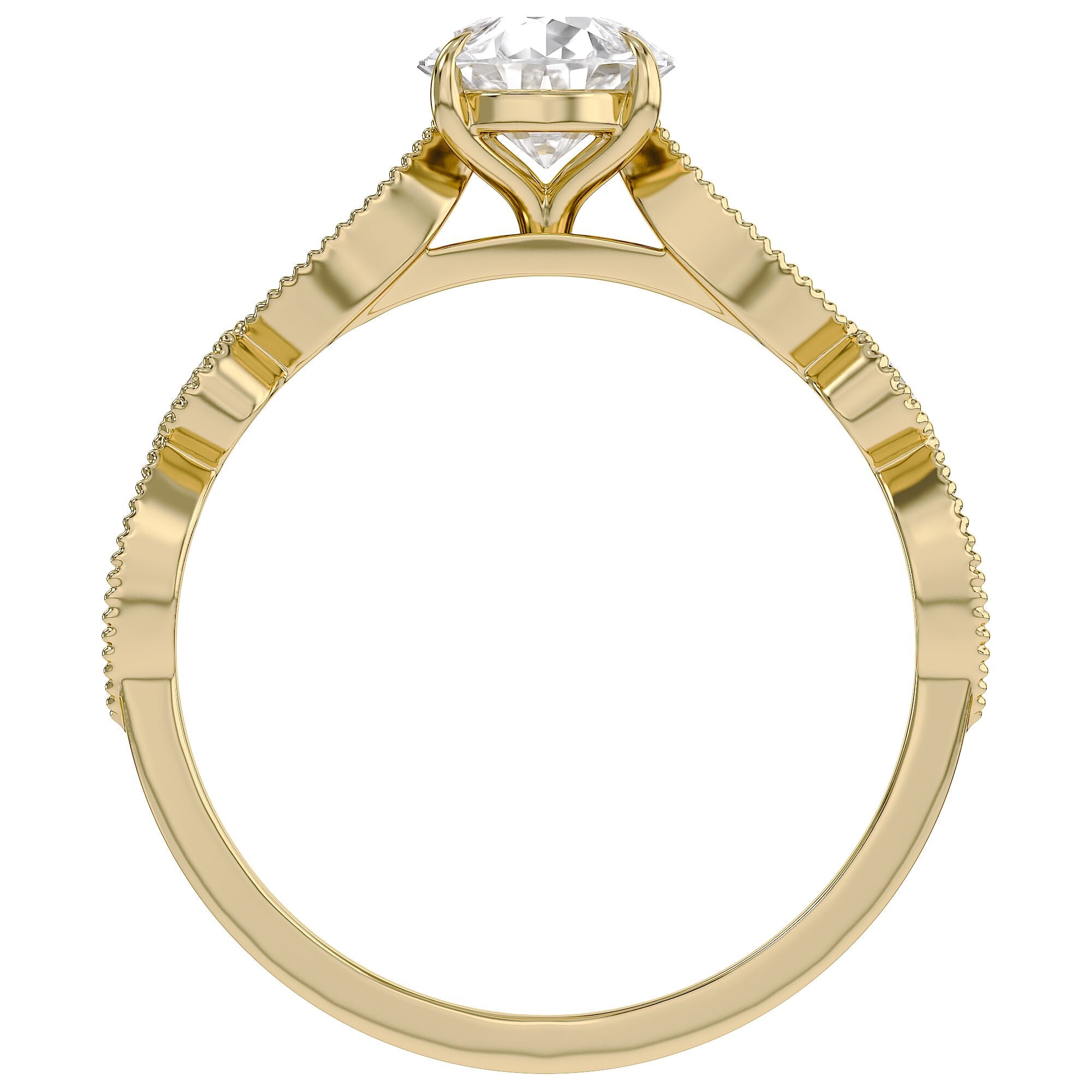 Solitaire Beaded Engagement Ring for Women Lab Grown Diamond