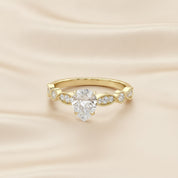 Solitaire Beaded Engagement Ring for Women Lab Grown Diamond