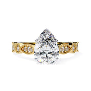 Solitaire Beaded Engagement Ring for Women Lab Grown Diamond