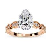 Solitaire Beaded Engagement Ring for Women Lab Grown Diamond
