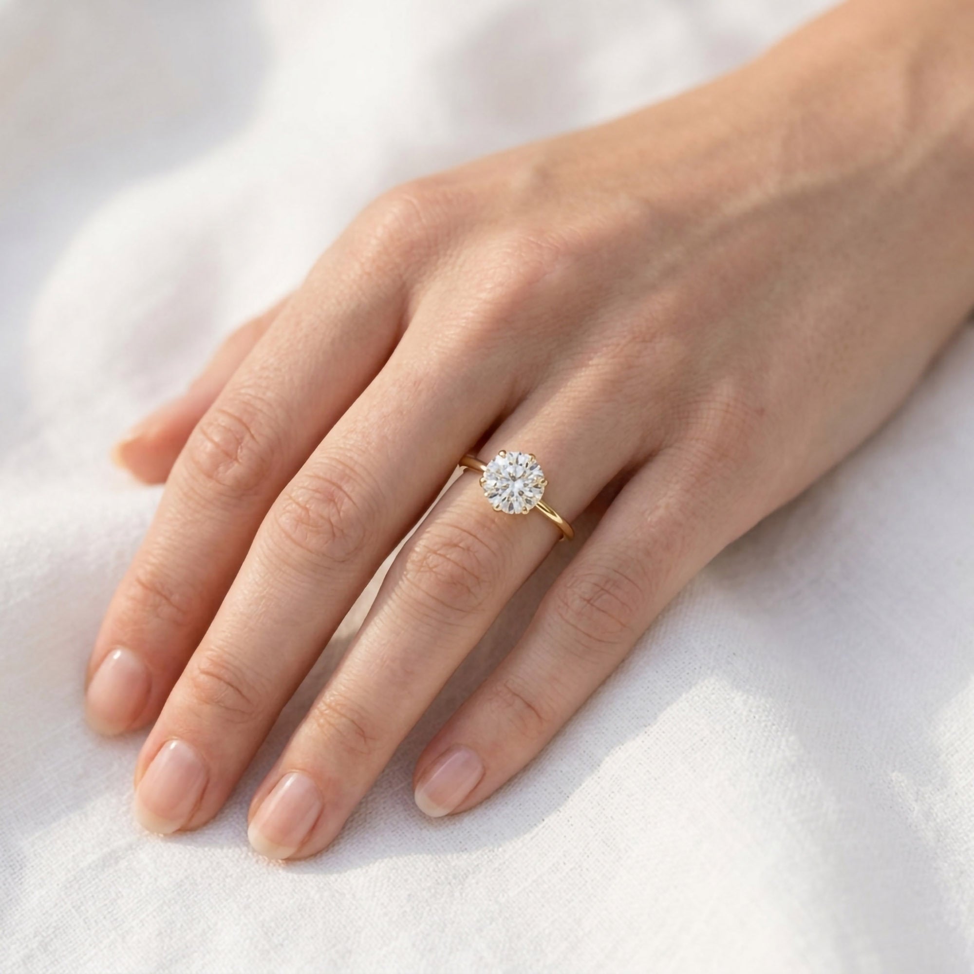 Solitaire Floral Engagement Ring Lab Grown Diamond
