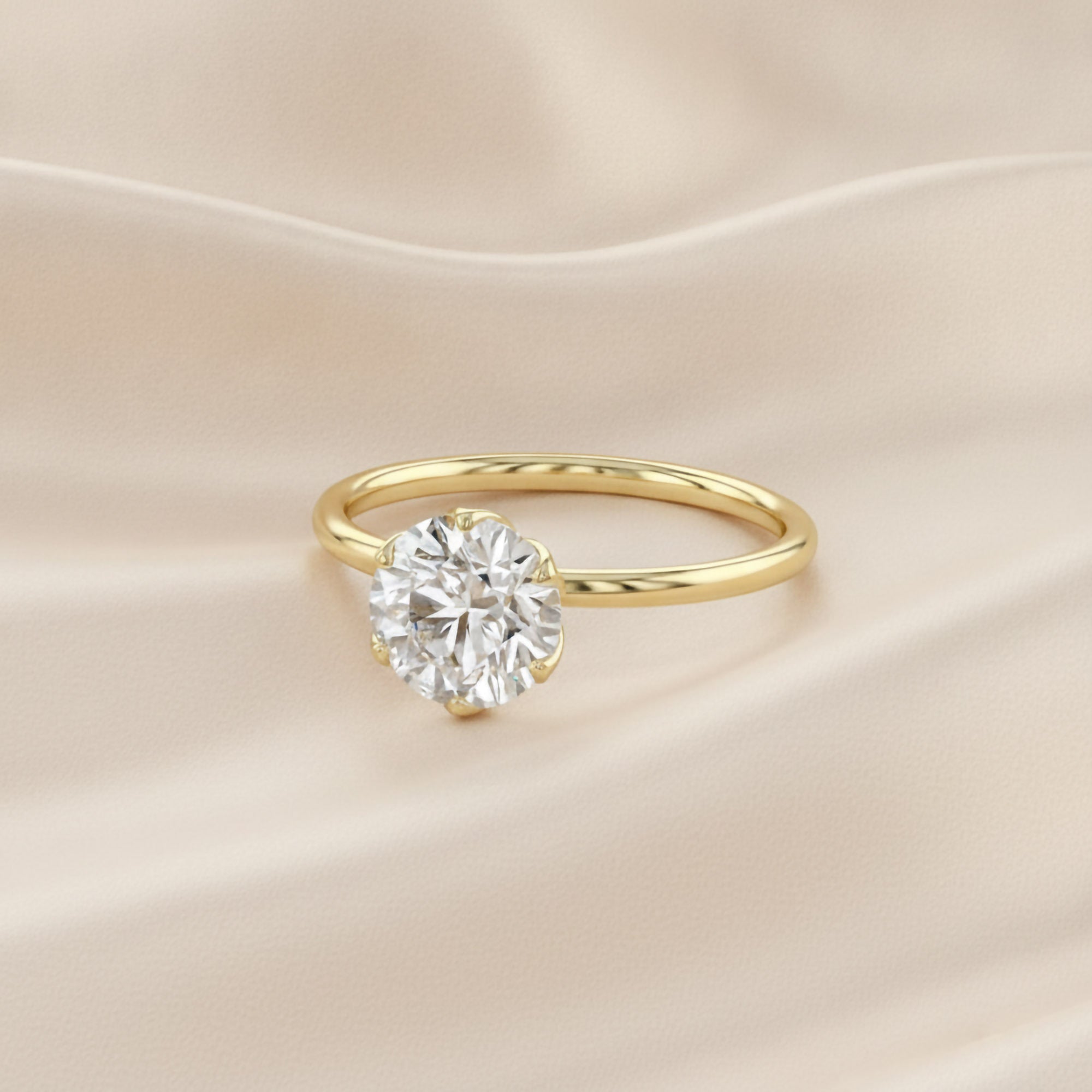 Solitaire Floral Engagement Ring Lab Grown Diamond